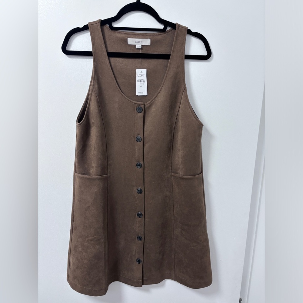 LOFT soft leather camel dress NWT size small